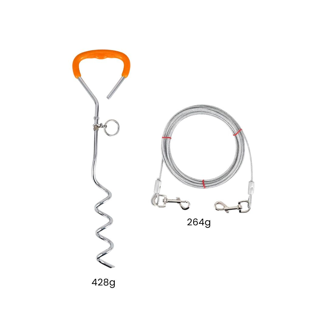 Dog Tie Out Stake and Cable – Anchor & Chain for Secure Ground Tethering