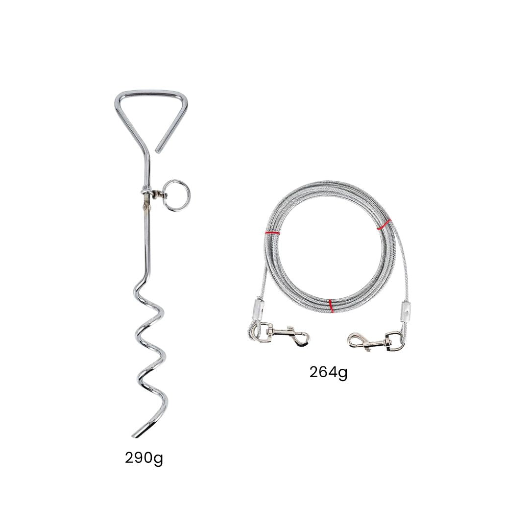 Dog Tie Out Stake and Cable – Anchor & Chain for Secure Ground Tethering