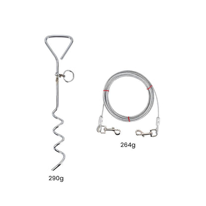 Dog Tie Out Stake and Cable – Anchor & Chain for Secure Ground Tethering