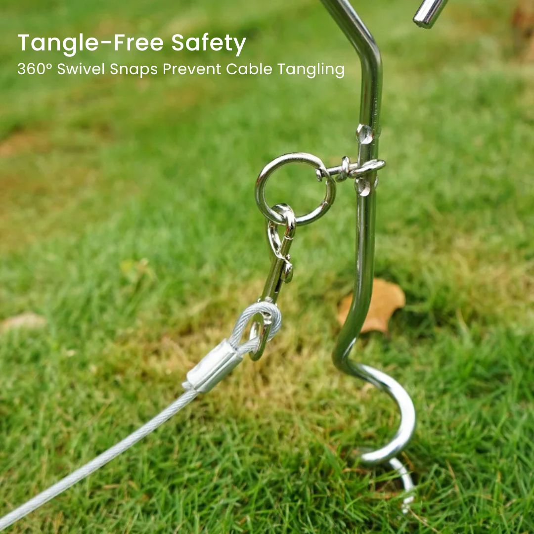 Dog Tie Out Stake and Cable – Anchor & Chain for Secure Ground Tethering
