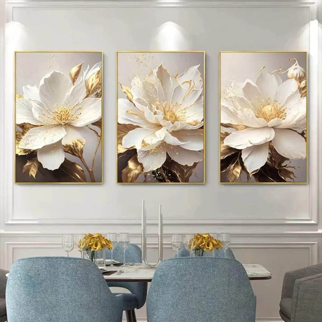 Floral Wall Art - Canvas Painting Kit with 3D Abstract Design for Living Room and Bedroom