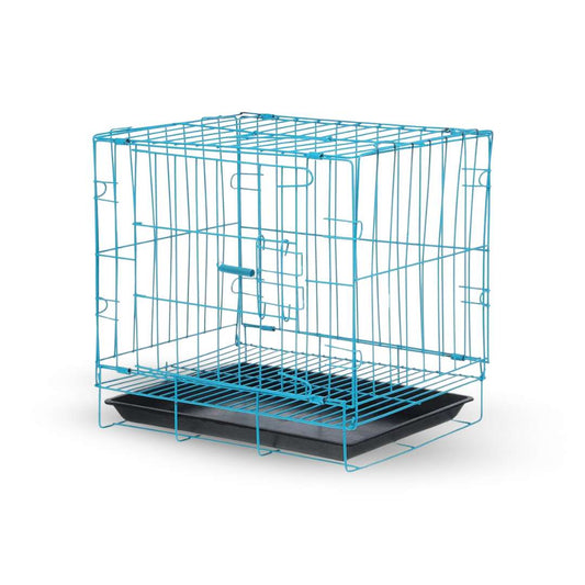 Small Dog Crate - Portable Folding Travel Cage with Divider, Removable Tray, and Handle for Puppies
