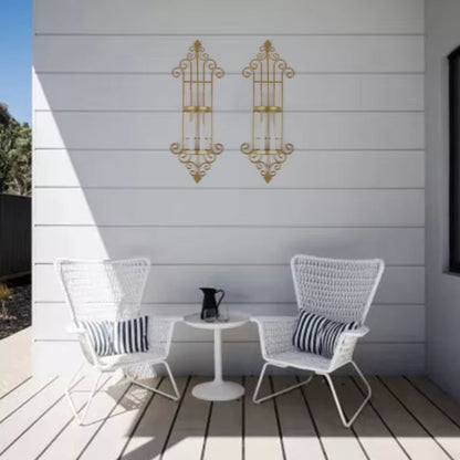 Wall Hanging Candle Holders - Gold and Black Metal Wall Mounted Sconces for Home Decor